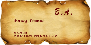 Bondy Ahmed névjegykártya